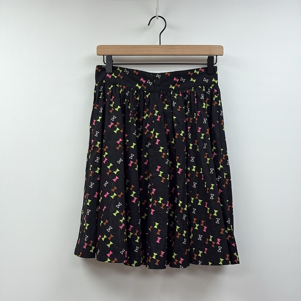 Trashy Diva Bow Graphic '50s Pleated A-Line Skirt Novelty Print Preppy Black 8 - Picture 4 of 8
